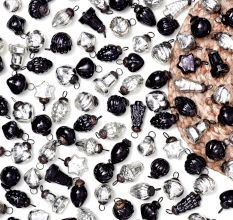 25 Pieces Modern Black and Silver Glass Ornaments For Tree Decoration